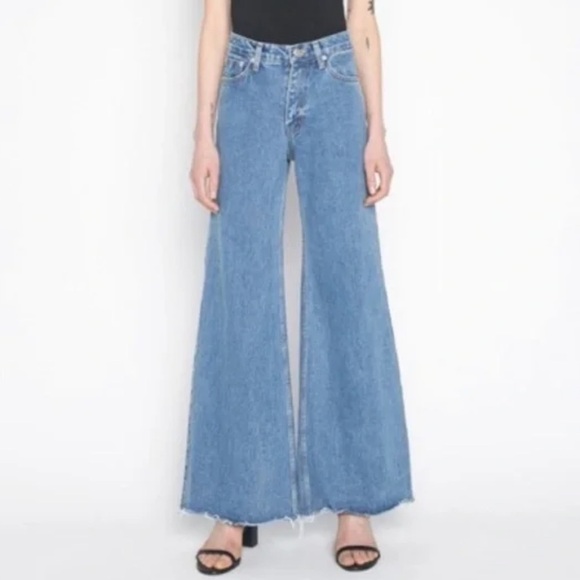 OAK + FORT Denim Blue Flare Jeans size large 28-30 - Picture 1 of 8